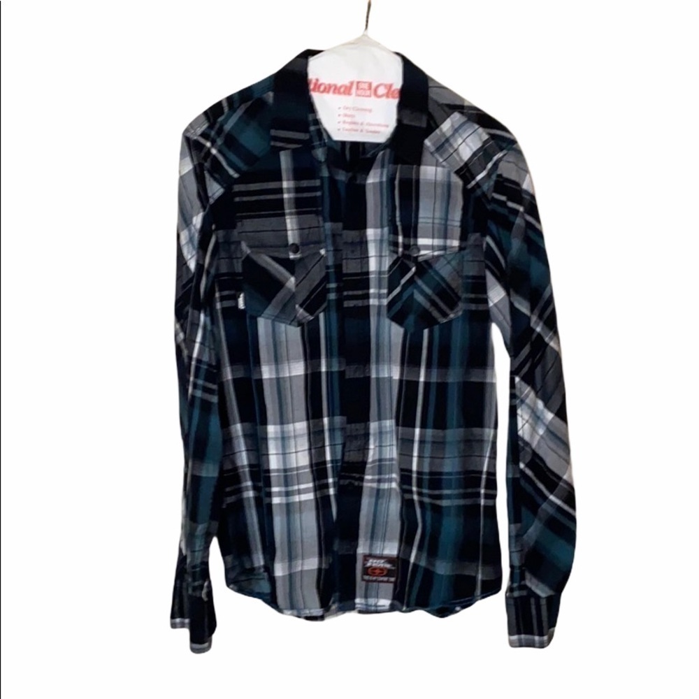 Fame Jeans Inc No Fear Plaid Button down Shirt